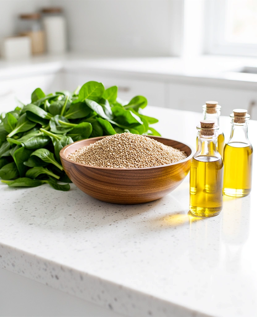 Frische gesunde Lebensmittel auf einer Arbeitsfläche